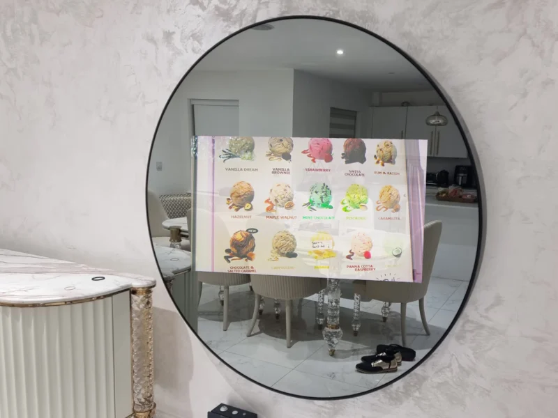 43 Circular Mirror TV with Grey Dielectric Glass
