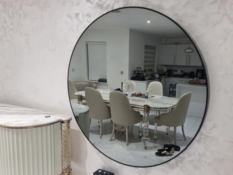 43 Circular Mirror TV with Grey Dielectric Glass off
