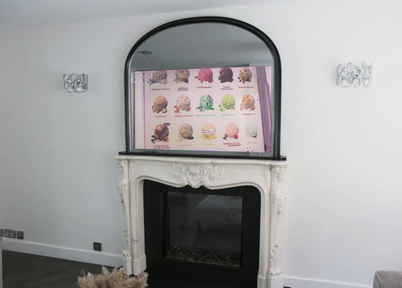 Overmantel Mirror TV Frame Black and Silver Savile Row