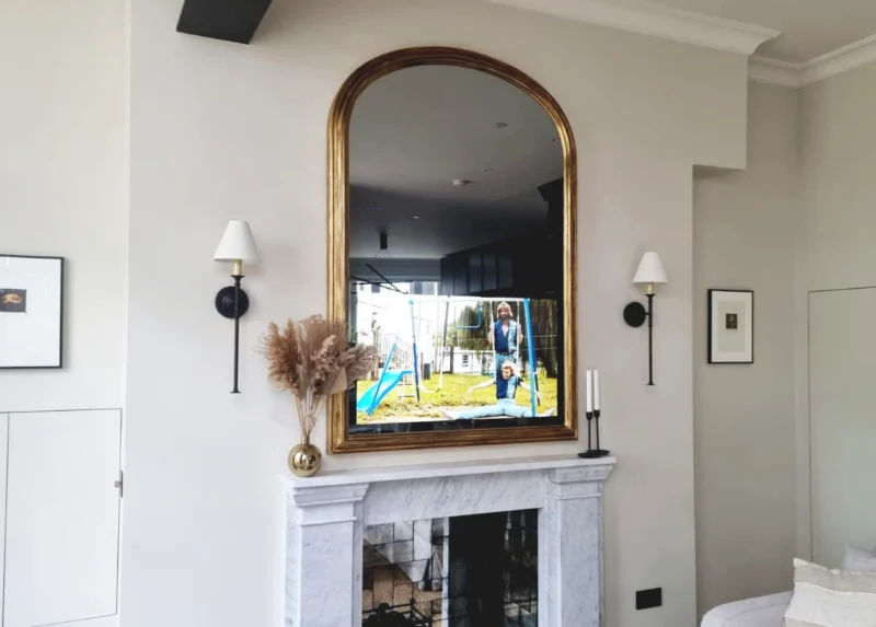 Overmantel Saville Row Mirror TV Antique Gold With 43 inch High Brightness LuxView TV