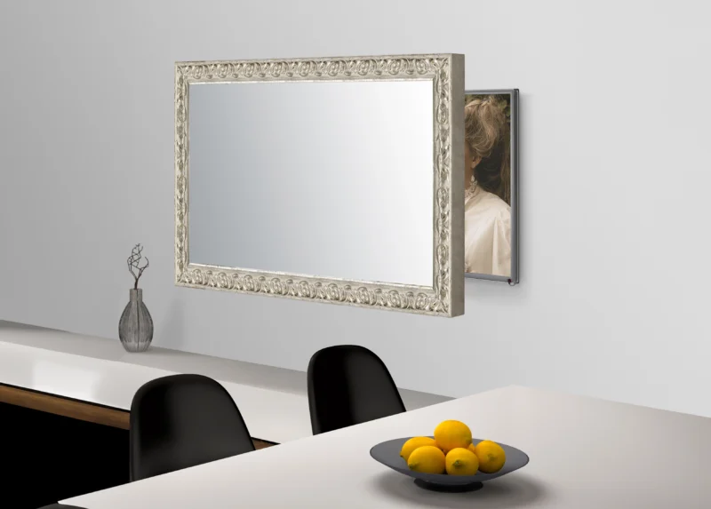 Sevilla Slim White Silver Mirror TV Frame