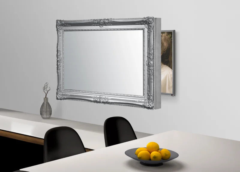 double swept silver Mirror TV Frame