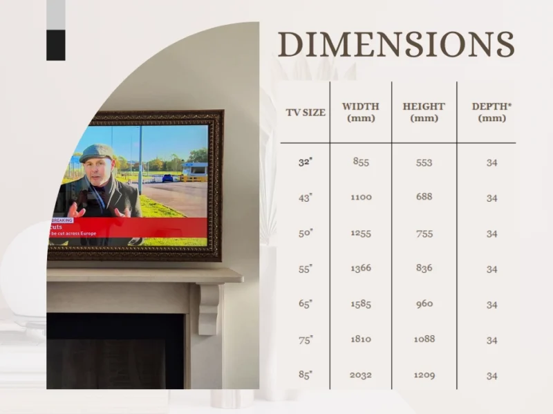 Athens Mirror TV Frame Foundation Package Dimensions