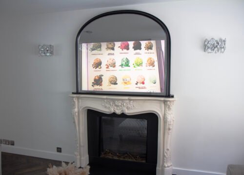 Overmantel Mirror TV Frame Saville Row Black and Silver