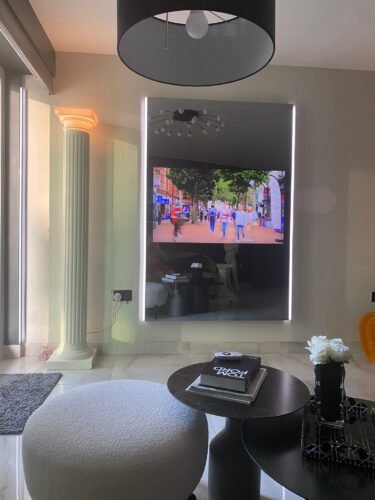 Frameless Mirror TV full length with 50 inch TV