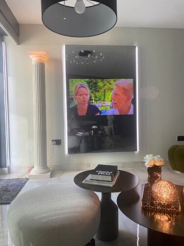 Frameless Mirror TV with 50 inch TV and LED lights