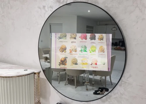 Circular Mirror TV with Grey Dielectric TV Glass