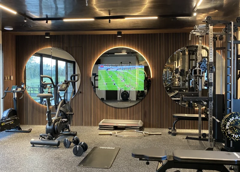 Circular Gym Mirror TV with LED