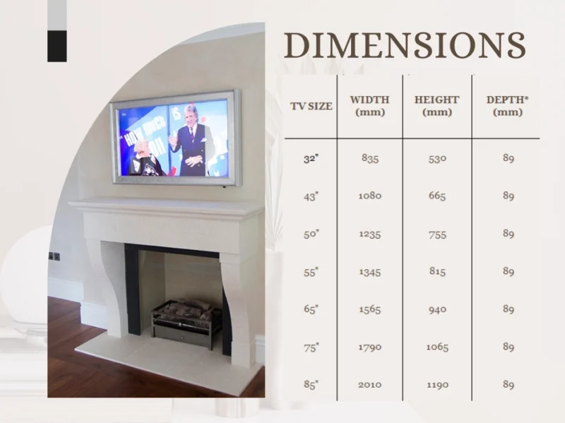 Everest Mirror TV Frame Package Dimensions