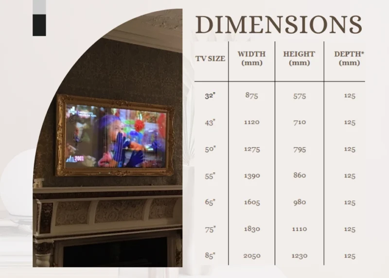 Kingston Gold Mirror TV Dimensions