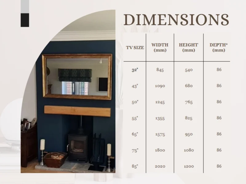 Warwick Mirror TV Frame Package Dimensions